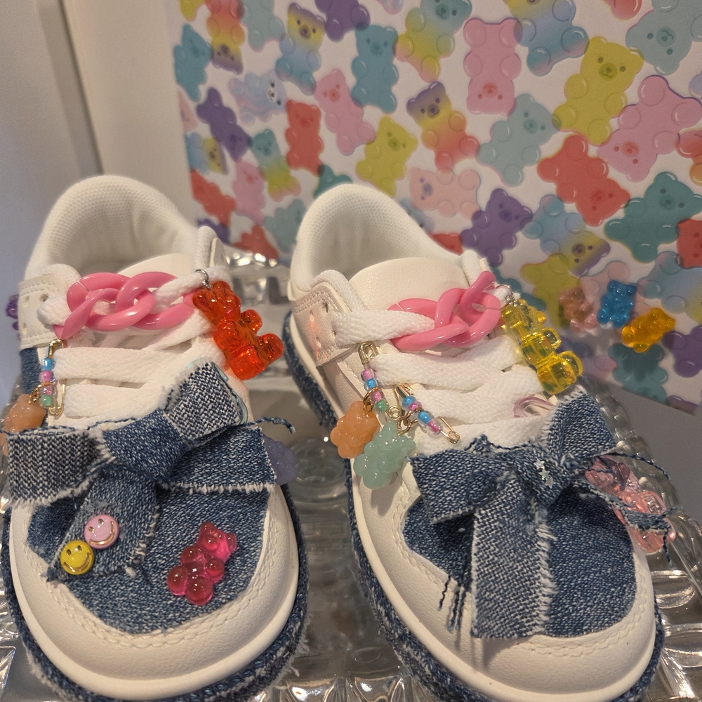 Colorful Kids Shoes with Denim Accents
